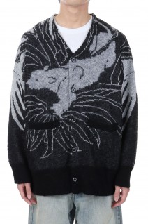 Leopard Mohair Cardigan Knit(23SSK-3)-Black-