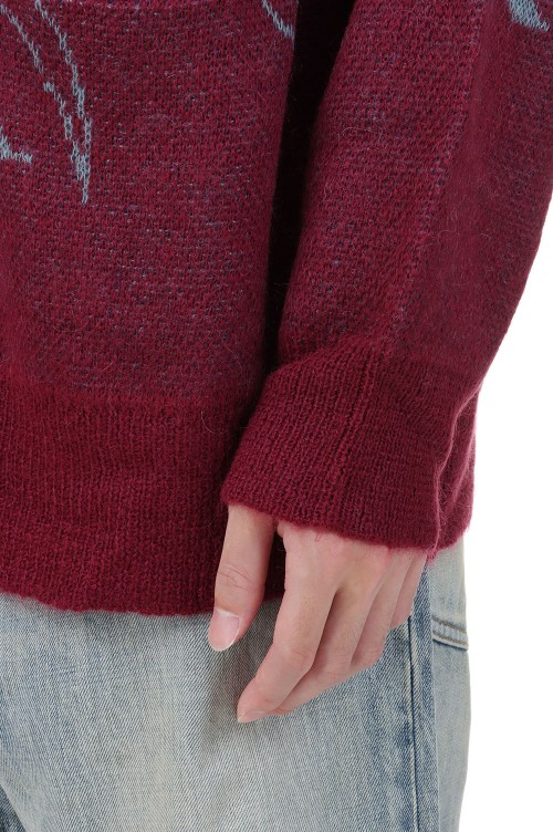 Leopard Mohair Cardigan Knit(23SSK-3)-Burgundy- | セレクトショップ