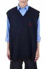 Oversized Lame Knit Vest(23SS	K-7)-Navy-