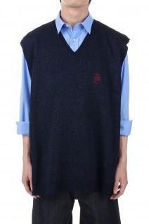 Oversized Lame Knit Vest(23SS	K-7)-Navy-