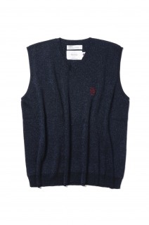 Oversized Lame Knit Vest(23SS K-7)-Navy-