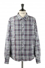 Switching Bleach Check Shirts -NAVY (LES188)