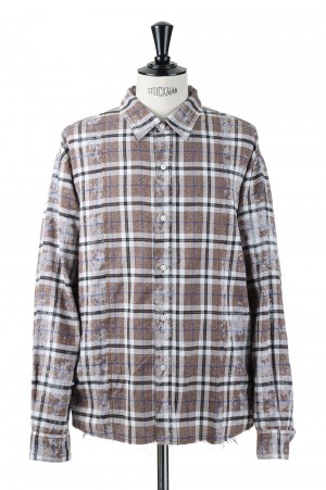 Switching Bleach Check Shirts -BROWN (LES188)