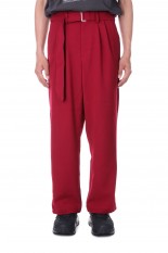 Two Tuck Belt Slacks Pants 2nd -BURGUNDY (LEP223)