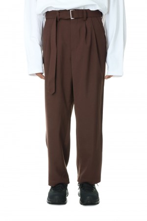 Two Tuck Belt Slacks Pants 2nd -BROWN (LEP223)