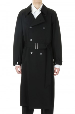 RAGRAN SLEEVE OVERCOAT WITH TWO WAY COLLAR IN WOOL SERGE(C04TTL-NKF)