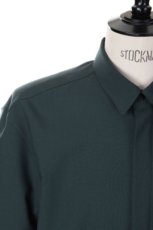 DROPPED SHOULDER TOP WITH SHIRT COLLAR IN WOOL SHIRTING(S23T01 