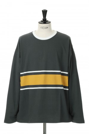 BAGGY TEE L/S COTTON BORDER JERSEY -GREEN(F471001)