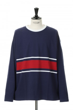 BAGGY TEE L/S COTTON BORDER JERSEY -NAVY(F471001)