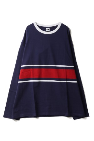 BAGGY TEE L/S COTTON BORDER JERSEY -NAVY(F471001)