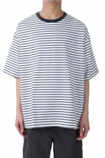 BAGGY TEE S/S COTTON BORDER JERSEY -BLACK(F401002)