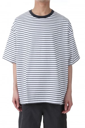 BAGGY TEE S/S COTTON BORDER JERSEY -BLACK(F401002)