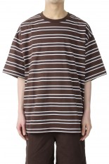 BAGGY TEE S/S COTTON BORDER JERSEY -BROWN(F401002)