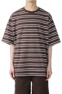 BAGGY TEE S/S COTTON BORDER JERSEY -BROWN(F401002)
