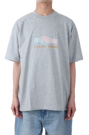 S/S TEE #1 COTTON JERSEY -HEATHER GRAY(F401005)