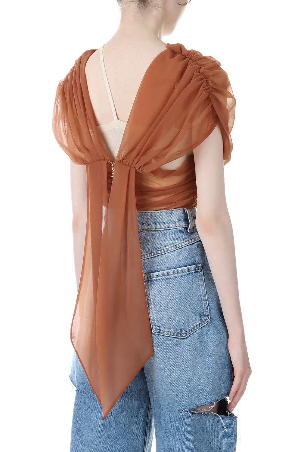 GATHERED SHEER TOP -Terra Cotta (FTC232-0401) | セレクトショップ 