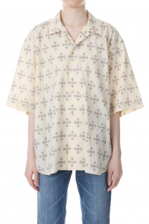 PRINT HALF SLEEVE SHIRT -Red x Cream (23SS-17-H)