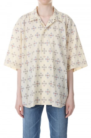 PRINT HALF SLEEVE SHIRT -Red x Cream (23SS-17-H)