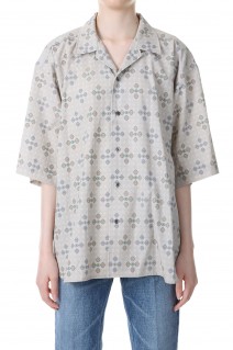 PRINT HALF SLEEVE SHIRT -Green x Gray (23SS-17-H)