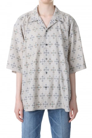 PRINT HALF SLEEVE SHIRT -Green x Gray (23SS-17-H)