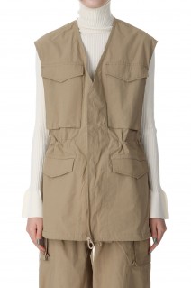 Cotton nylon dump field jacket vest -SAND (PS23-VE02)