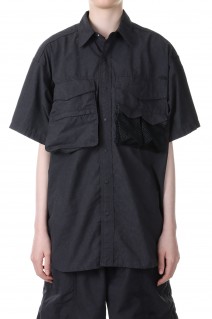 Polyester Linen Field H/S Shirt -BLACK(NT3320N)