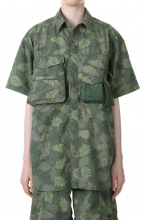 Polyester Linen Field H/S Shirt -DARK OLIVE(NT3322N)