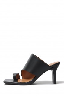 Squaretoe Leather Sandals -BLACK (12311007)