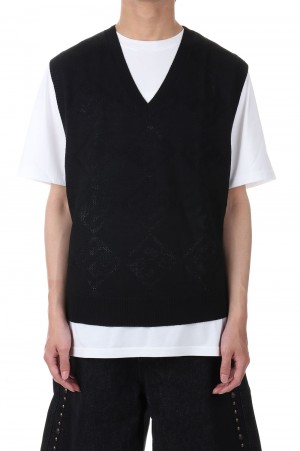 LETTER SQUARE VEST / Black