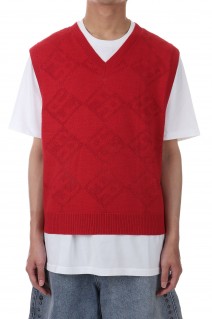 LETTER SQUARE VEST / Red