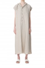 Powder Snow Linen Hoodie Dress-BEIGE（19RFADRE-04C）