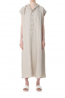 Powder Snow Linen Hoodie Dress-BEIGE（19RFADRE-04C）