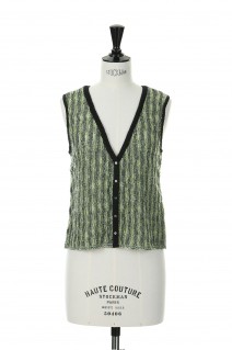 Mix yarn Knit Vest -GREEN MIX(E23SS/T-05)