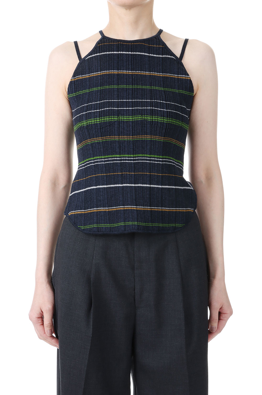 Mame Random Ribbed Plaid Knitted Top / 3