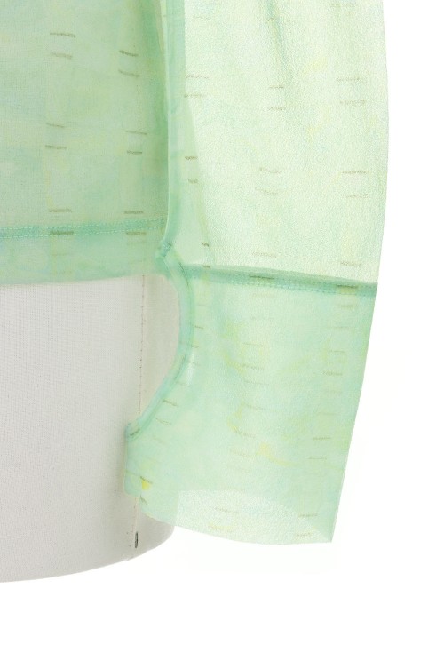 Marble Printed Plaid Sheer High Neck Top -Mint Green (MM23SS-JS020