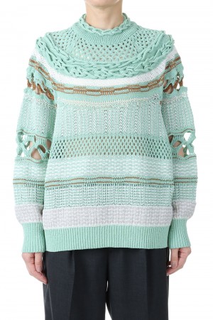 Bamboo Basket Pattern Knitted Top -Mint Green (MM23SS-KN036)