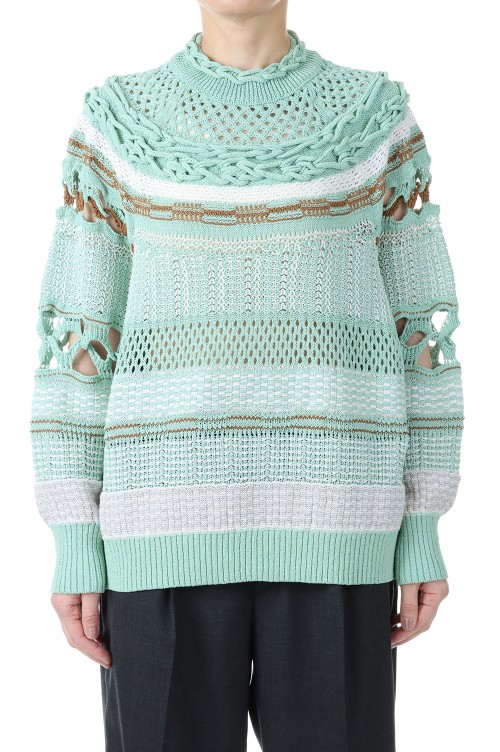 Bamboo Basket Pattern Knitted Top -Mint Green (MM23SS-KN036