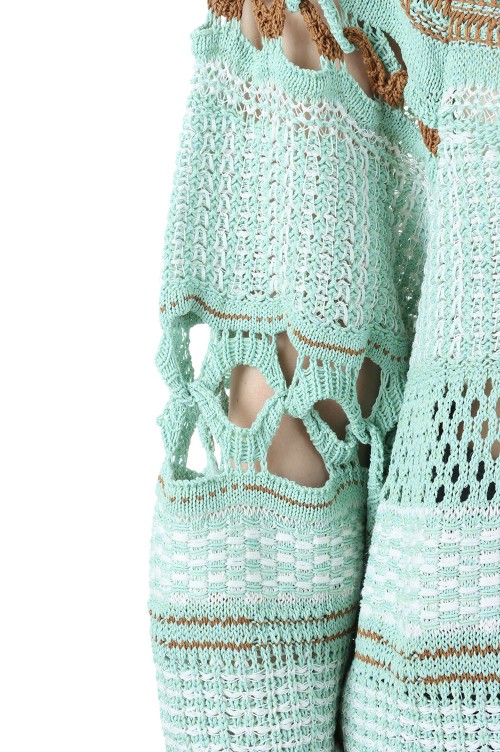 Bamboo Basket Pattern Knitted Top -Mint Green (MM23SS-KN036