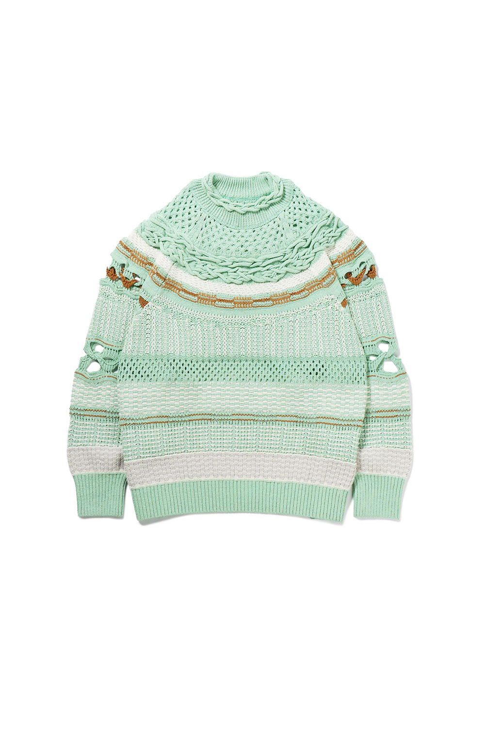 Bamboo Basket Pattern Knitted Top -Mint Green (MM23SS-KN036