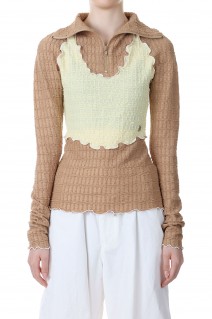 Half Zip-up Wrinkle Top -BEIGE YELLOW(23SS202B)
