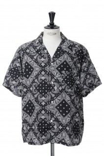 OPEN COLLAR SHIRT / BLACK (SQ-23SS-SH-03)