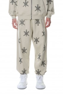 TAN WITH BLACK DAGGER RHINESTONE JOGGER / BEIGE