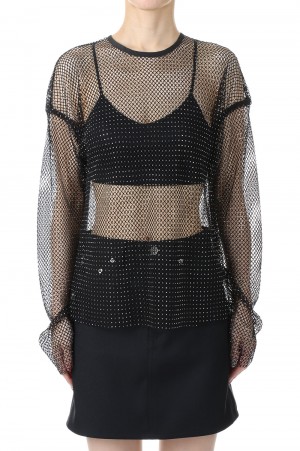 Crystal Mesh Tops -BLACK (21231415304)
