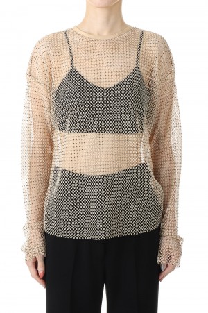Crystal Mesh Tops -BEIGE (21231415304)