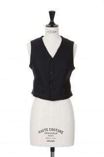 LINEN CANVAS BACK OPEN SHORT VEST (23SVE-#808L)