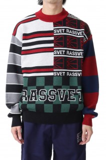 MEN MULTI PANEL CREWNECK JUMPER KNIT(PACC13N002)-MULTI-