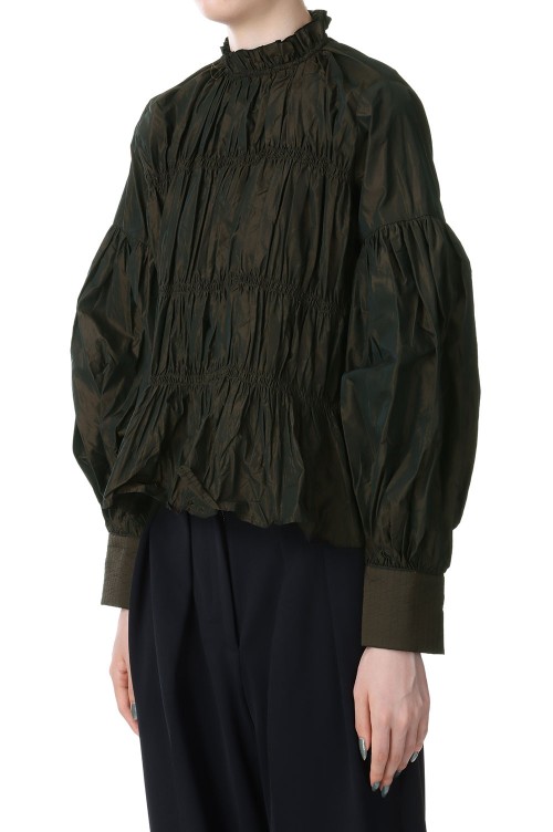 Chambray Shirring Blouse -DARK BROWN (12320411) | セレクトショップ  