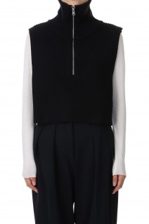 Halfzip Knit Vest -BLACK (12320509)