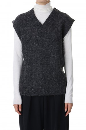 Mottle Yarn Knit Vest -CHARCOAL GRAY (12320516)