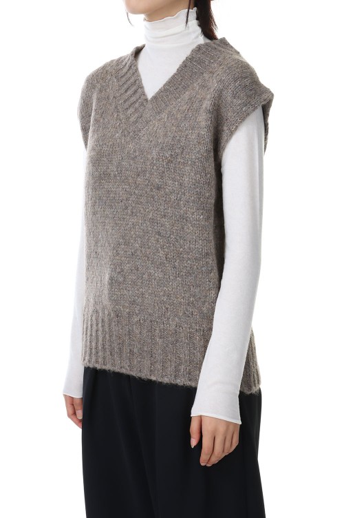 Mottle Yarn Knit Vest (22FW) beige